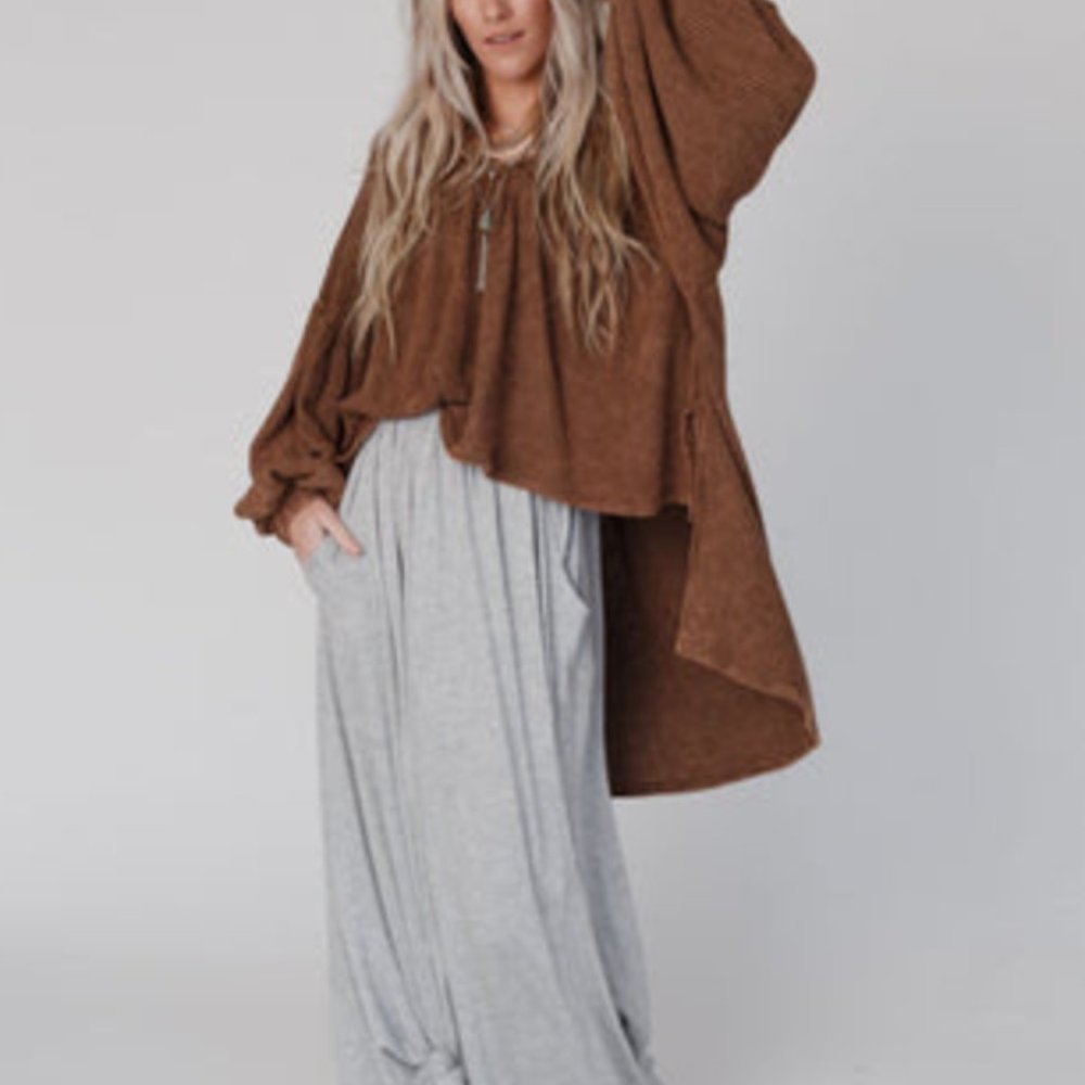 Three Bird Nest Whitney Bell Sleeve Top - Size Small -  Camel - LIKE NEW